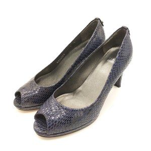 Stuart Weitzman Navy Blue Snake Embossed Heels Sz7